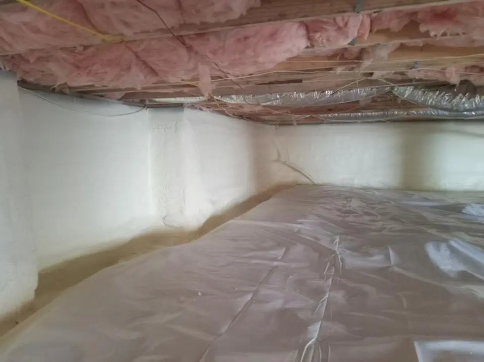 Crawl space encapsulation with closed-cell spray foam for Roof Leak Repair in Riverdale